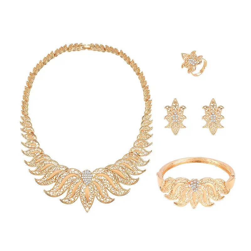 Fashion Simple Alloy First Necklace And Earrings Four-piece Set