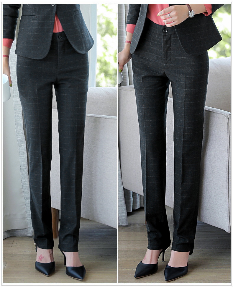 Title 5, Plaid Straight Work Formal Wear High Waist Loos...