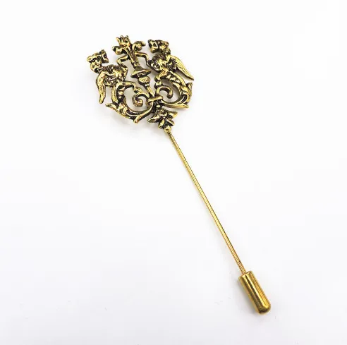 Retro Double Lion Korean Brooch, One Word Brooch, Original Gender Pin Suit Shirt Ancient Gold - Shop at LoveMi