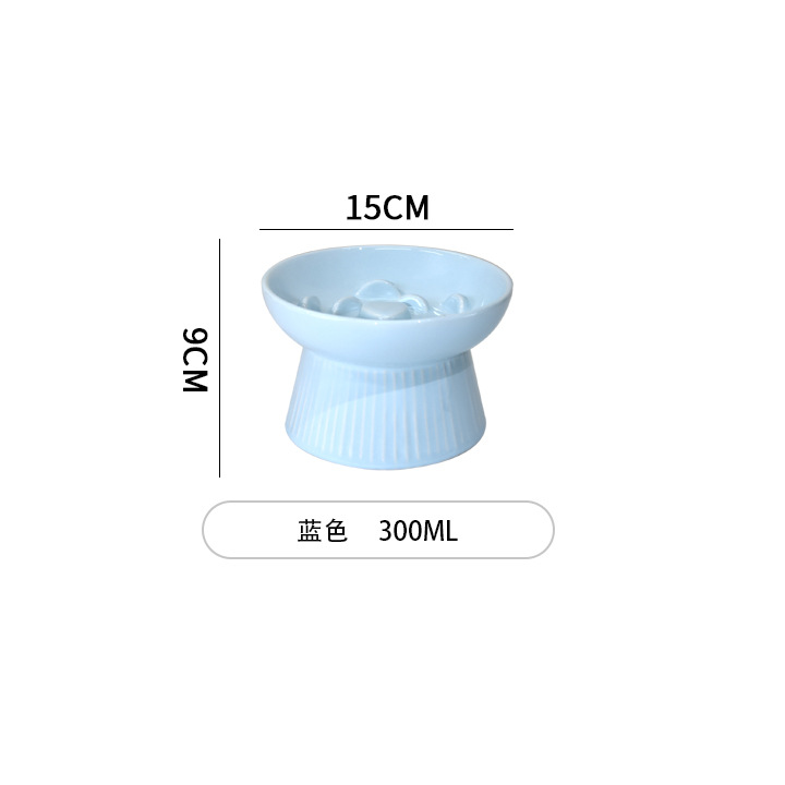 1Pc Raised Slow Feeder Cat Bowls Ceramic Elevated Cat Food Bowls Anti Vomiting Slow Feeder For Dog And Kitten For Dry And Wet Food 9
