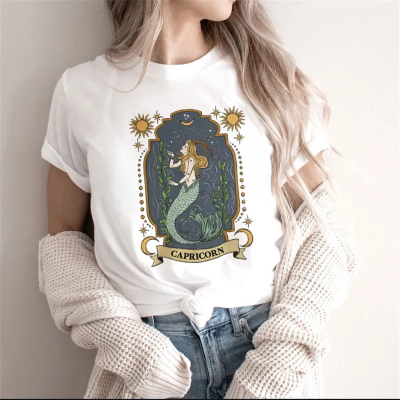 Fashion Moon Retro Gothic Print T-shirt Women - White14