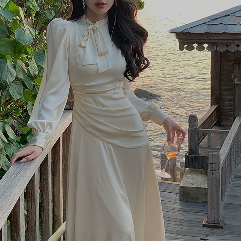 Satin Long-Sleeve Midi Dress, picture 6 of 6