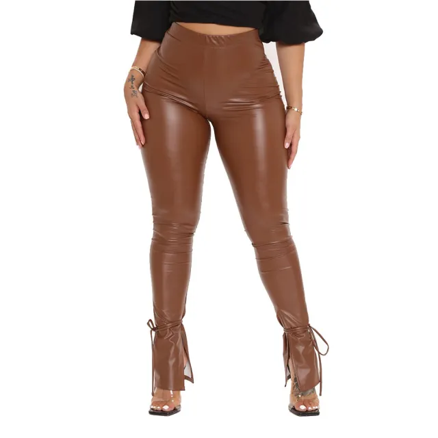 High Elastic Strap With Micro Horn Side Slit Camel - Shop at LoveMi