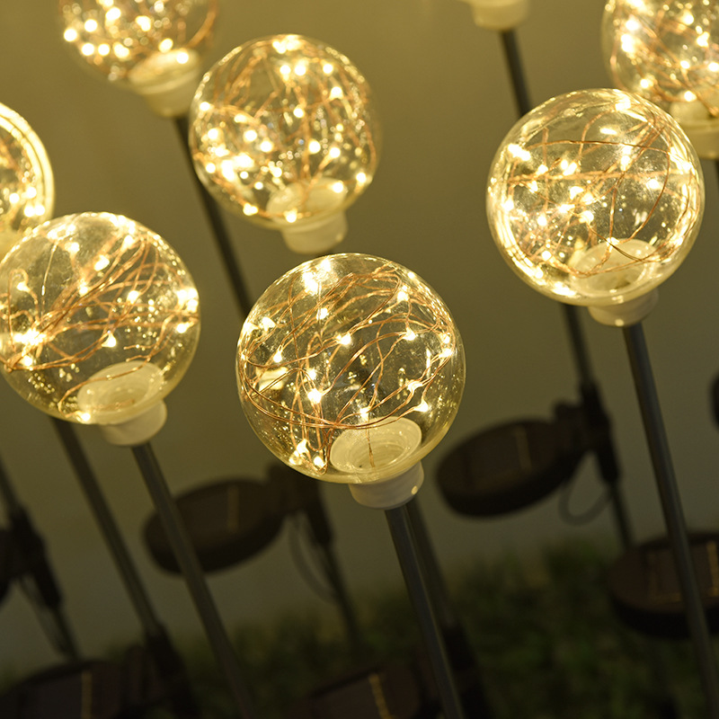 LED Ball Lawn Light Stainless Steel Pole Solar Luminous Ball Landscape Light — foto 2