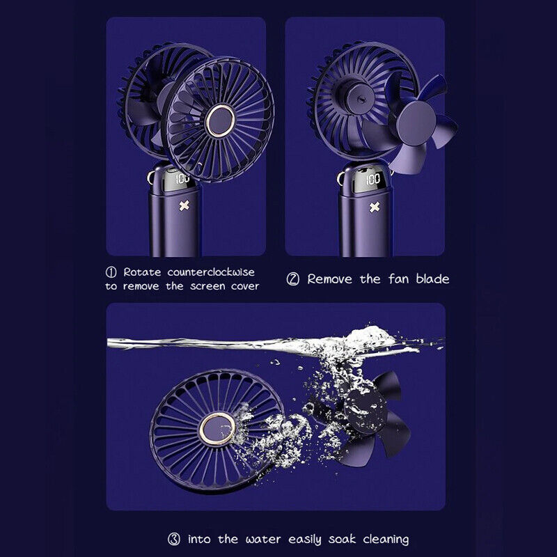 Portable Hand-held Fan Mini Folding Desk Fan Cooler Cooling USB Rechargeable 8