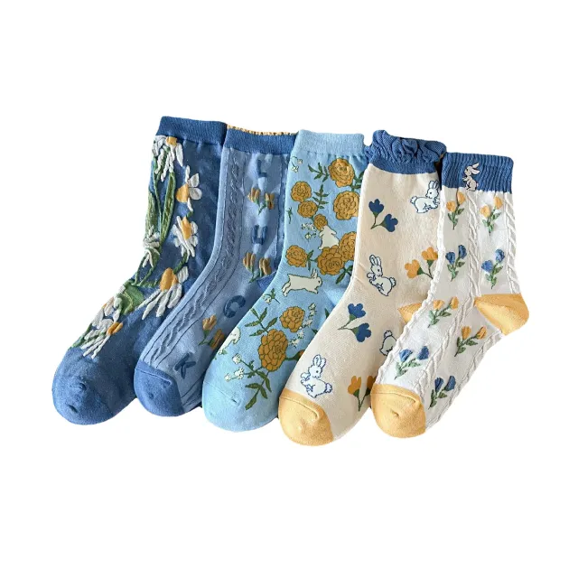 Cute Female INS Cotton Sports Cartoon Sweet Straight Board Socks Set - Shop at LoveMi