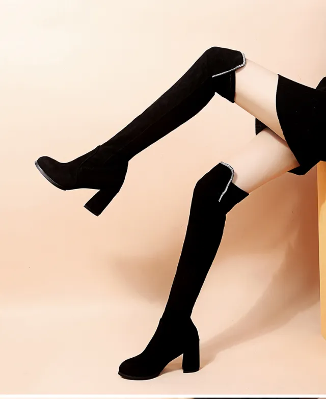 New Women's Knee High Elastic Boots Black - Shop at LoveMi