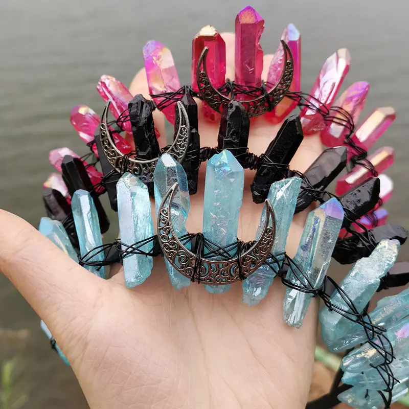 Natural Crystal Electroplating Frosted Witch Headband