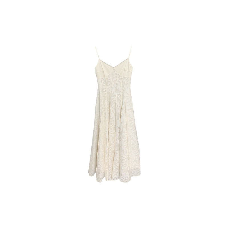 Women's V-neck Lace Strap Jacquard Long Dress