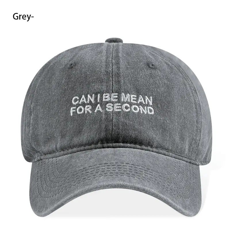Navy Washed Cotton Baseball Cap With Sassy Quote Embroidery Adjustable Casual Hat