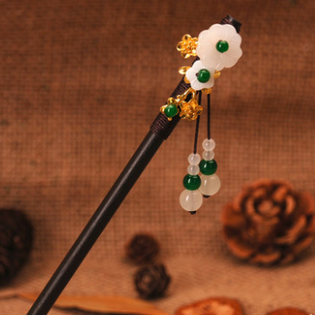 Hair pin with antique fringe 08Double Flower - Shop at LoveMi