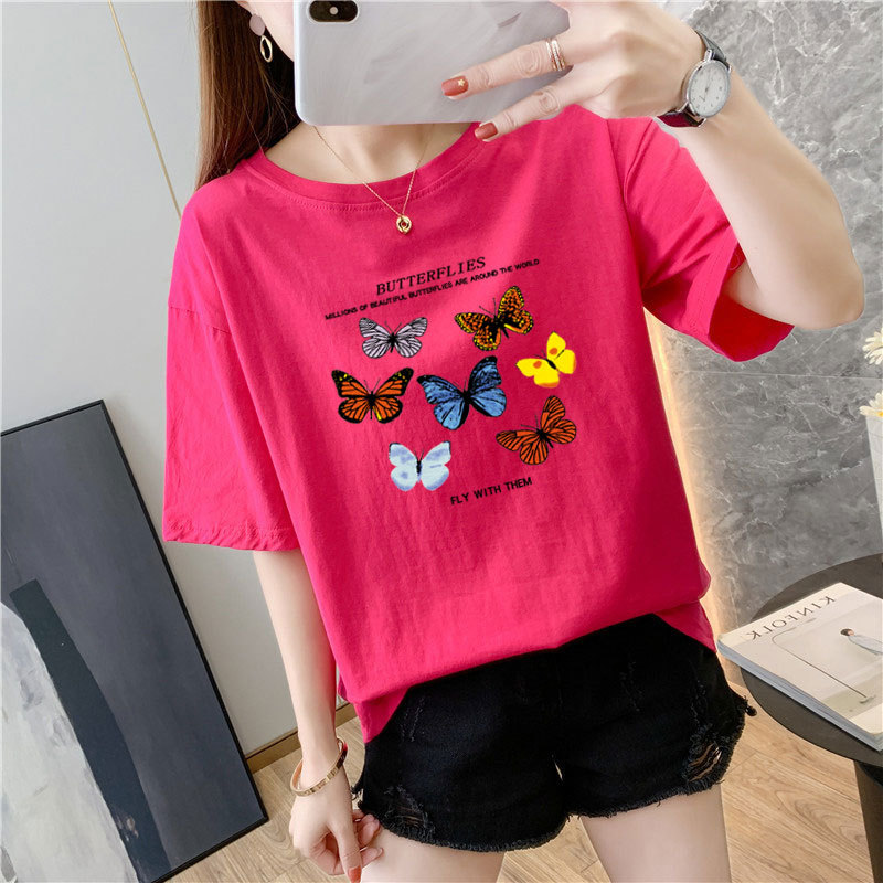 Title 5, Summer Butterfly Loose Large Size Half-sleeved ...