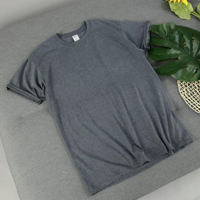 Solid Color Solid Color Bottoming Cotton Short sleeved Dark Grey - Shop at LoveMi