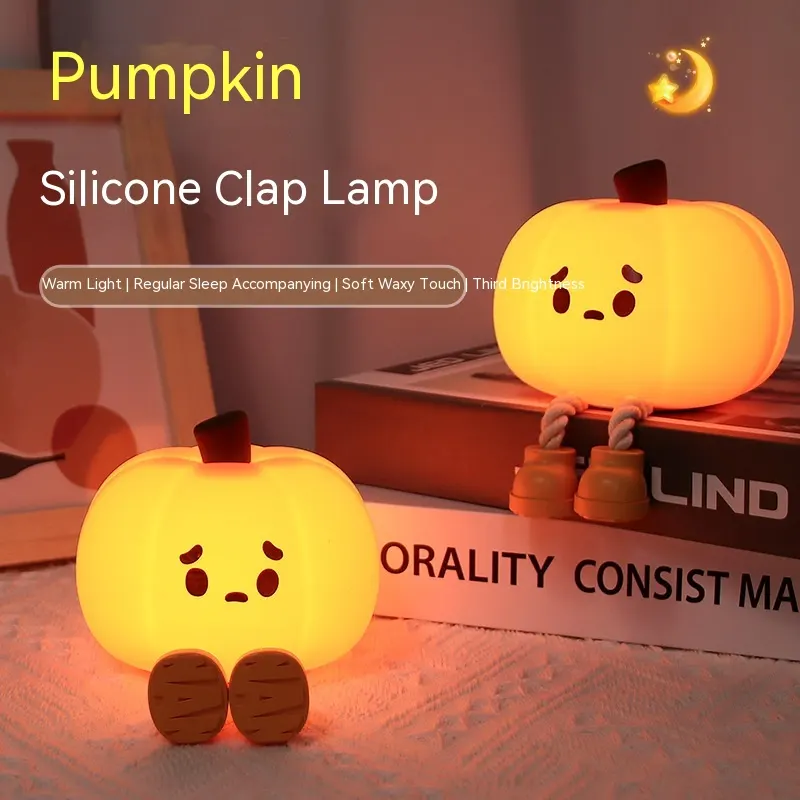 Pumpkin Lamp Small Night Halloween Silicone Pat Ambience Light