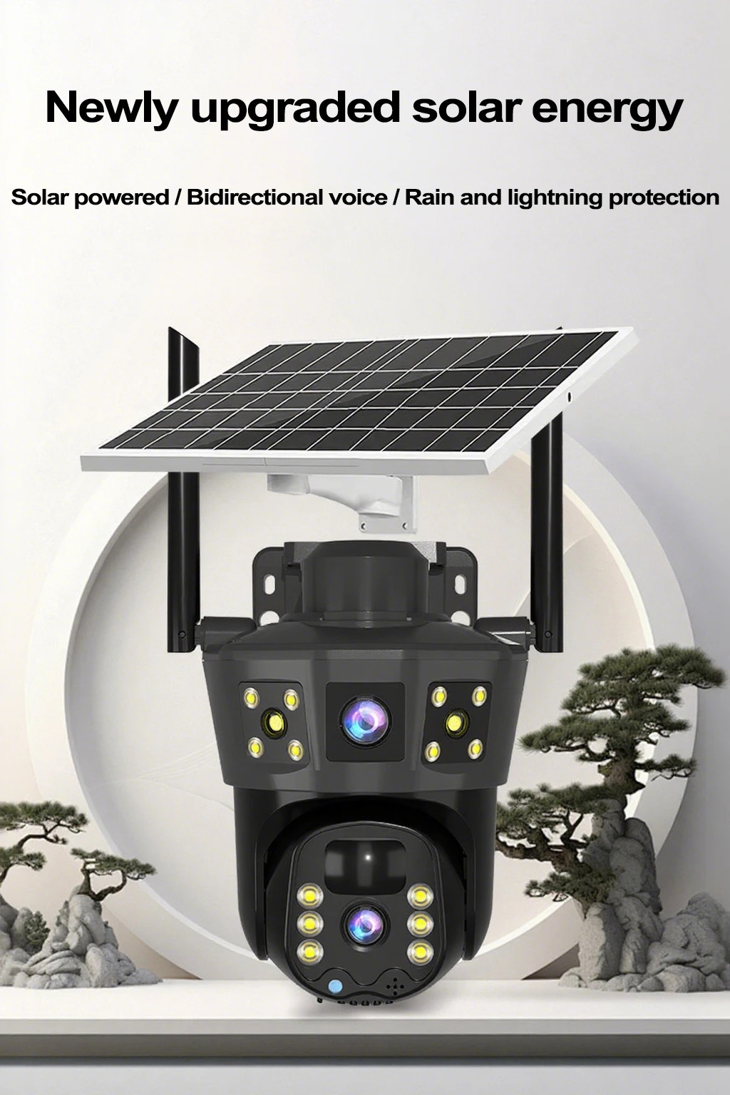 3 Screens Wireless Security Camera Wifi Solar Powered Voice PIR Cctv Outdoor UK 4