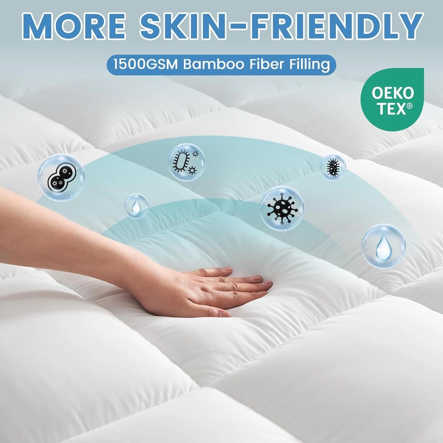 1500GSM Bamboo Mattress Topper Extra Thick 10CM Bed Topper DM10CMWH-SK
