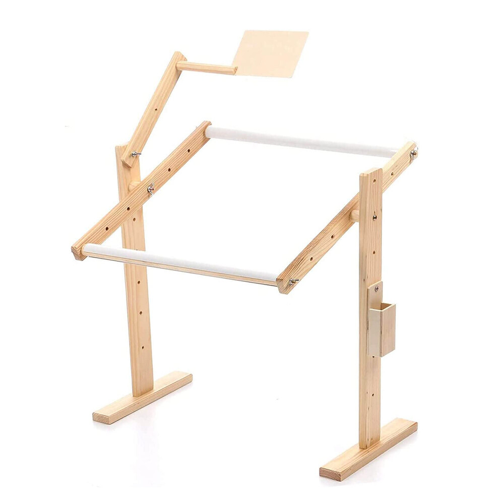Cross Embroidery Frame Tabletop Floor Stand Wooden Tapestry Hoops Adjust — image 3