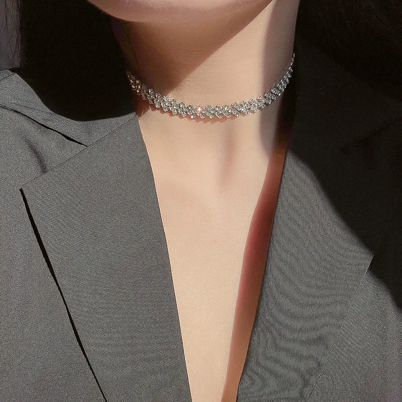 Full Rhinestone Necklace Clavicle Chain Fashion