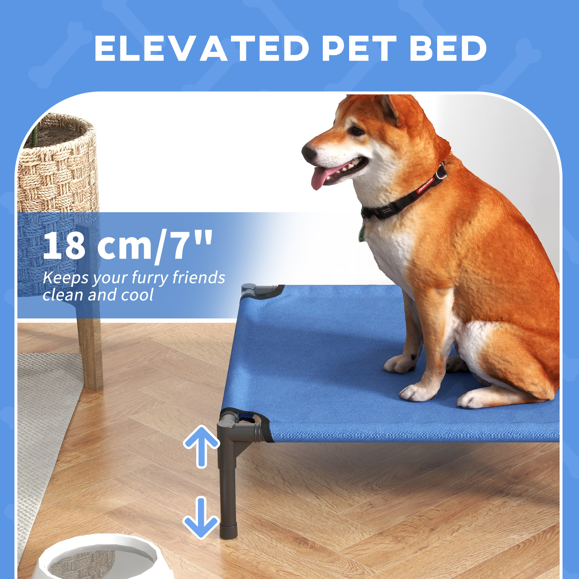 Elevated Dog Bed Raised Pet Cot With Sturdy Metal Frame And Breathable Oxford Fabric For Indoor Outdoor Travel