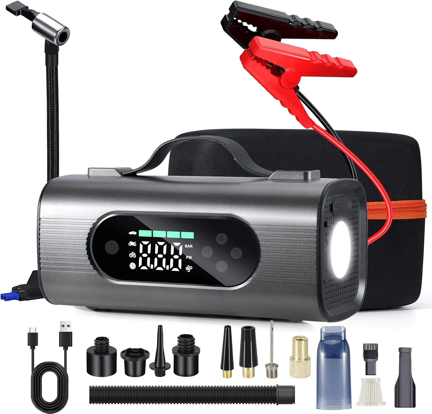 8-in-1 Car Battery Starter Jump Box with Air Compressor & Vacuum 150PSI - Bild 11 von 11