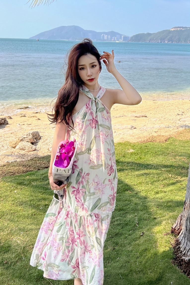 Art Wavy Sleeveless Loose Dress Oil Painting Print