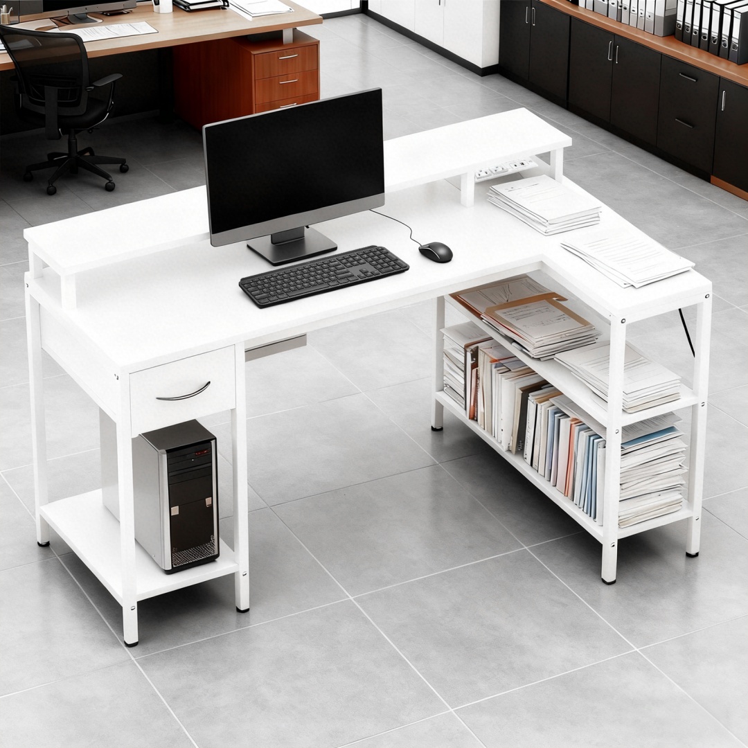 53-inch Gaming Table With USB Charging Port And LED Light, Reversible L-shaped Table With Power Socket And Monitor Stand image 20