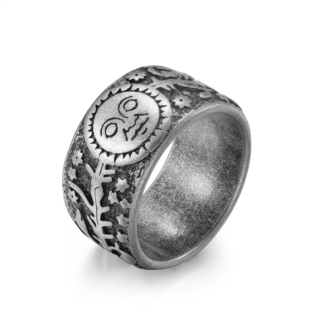 Title 4, Bague homme Vintage Soleil Étoile Lune en acier...