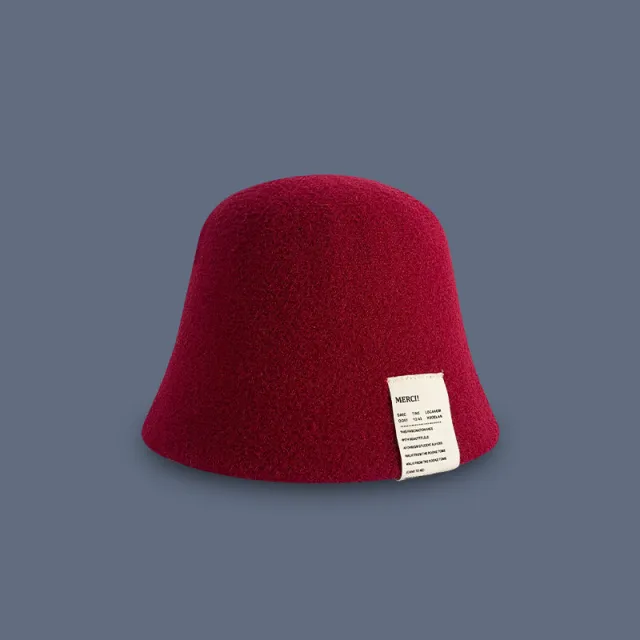 Women's Net Red Patch Warm Versatile Fisherman Hat Wine Red - Shop at LoveMi