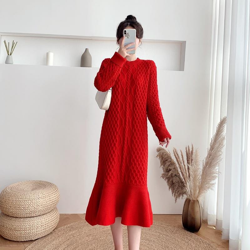 Retro Hepburn Style Knitted Sweater Dress