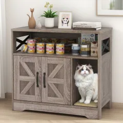 Cat Litter Box Enclosure Hidden Cat Washroom Furniture With Storage - Gray - View 1