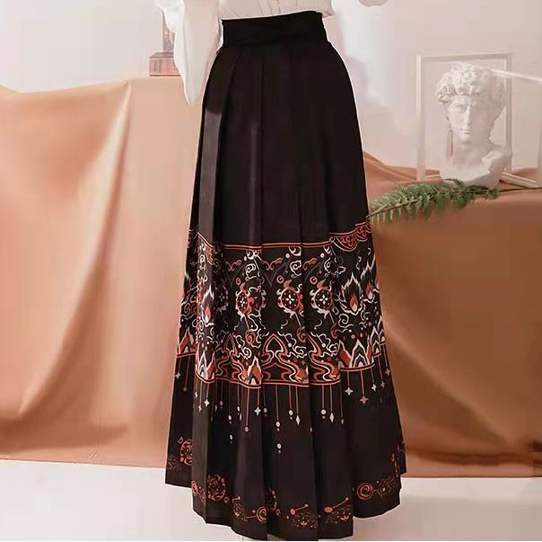 Ming-made Stand-up Collar Blouse And Pleated Skirt Art