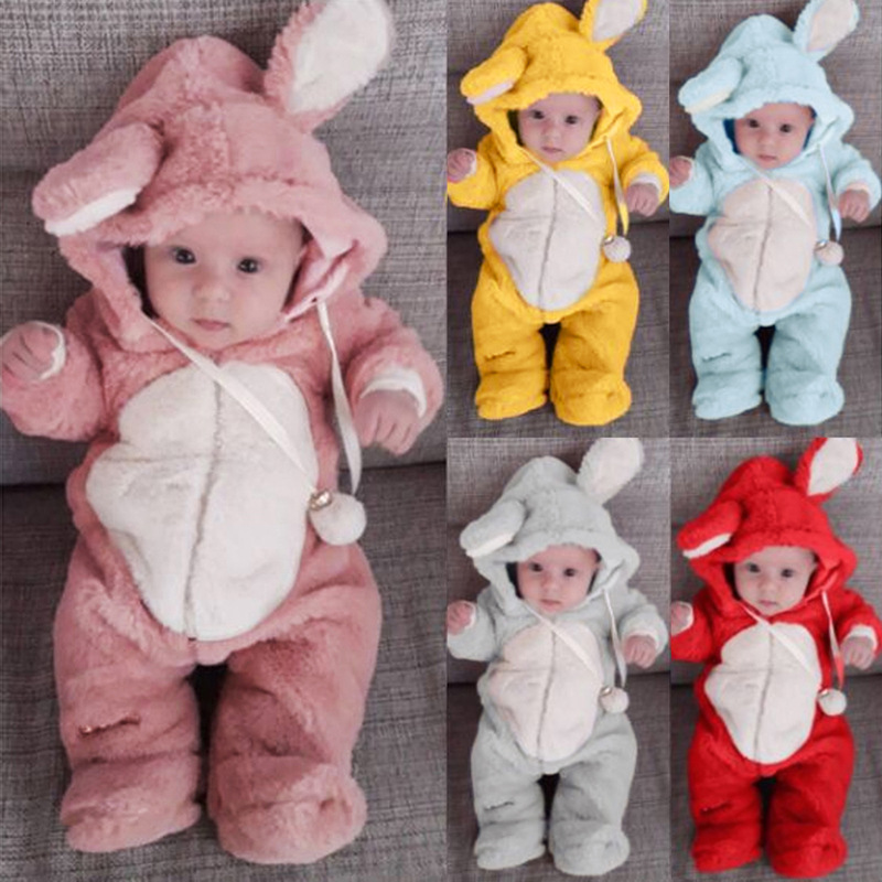 Long-sleeved Rabbit Hooded Padded Jumpsuit