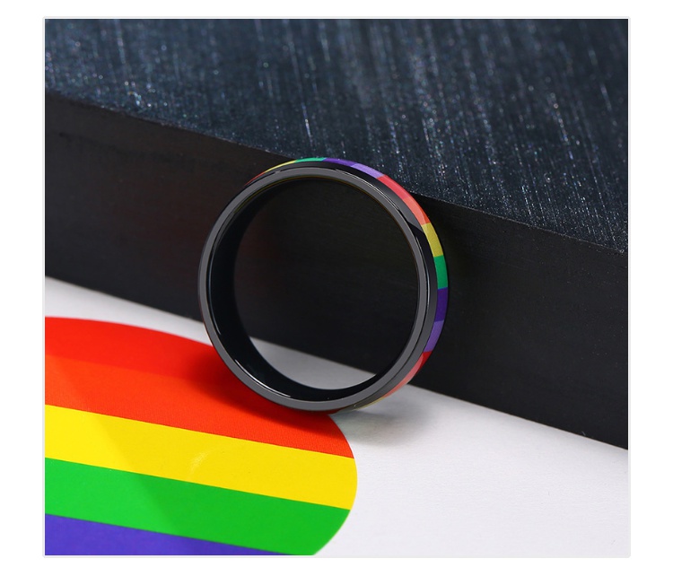 Pride Black Titanium Steel Six-color Ring