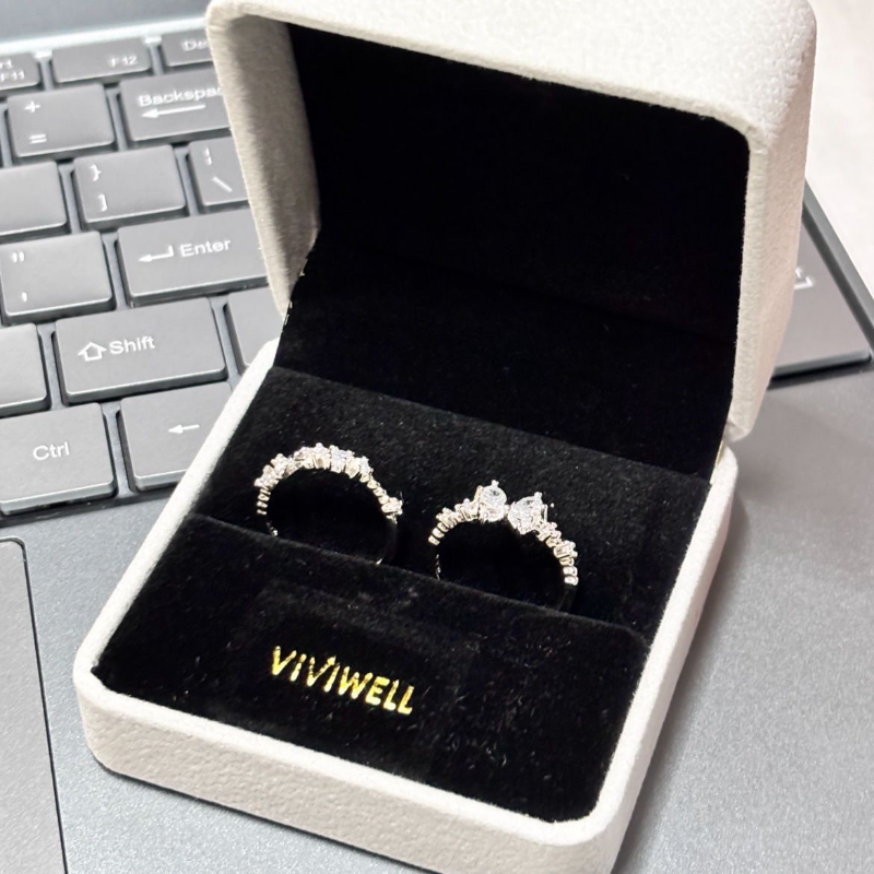 2PC Sweetheart Bow Rings, Silver Best Friend Matching Rings, Niche Design Birthday Gift For Her thumbnail 1