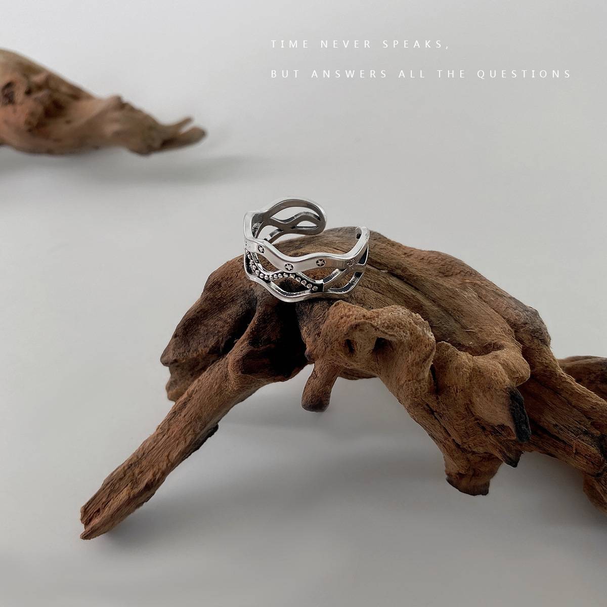 Korean Style Niche Design Made Old Wave Hollow Star Opening Ring