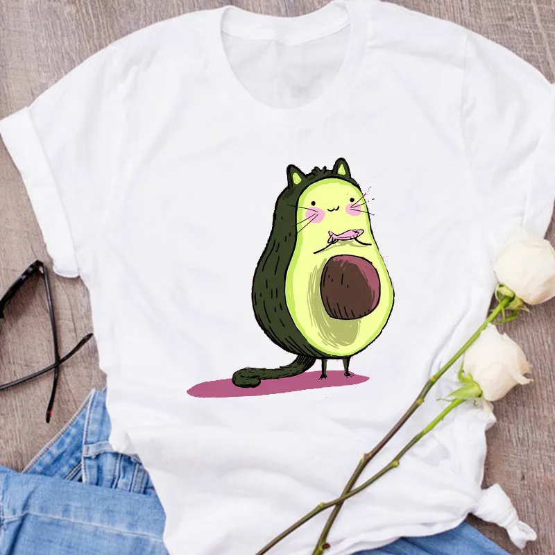 Avocado Creative Fashion Printing Men's And Women's Short-sleeved T-shirt Summer Loose - Shape2
