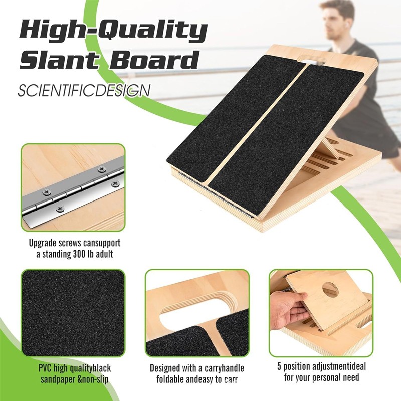 Wooden Slant Board Calf Stretcher Folded For Yoga Workout Incline — image 6