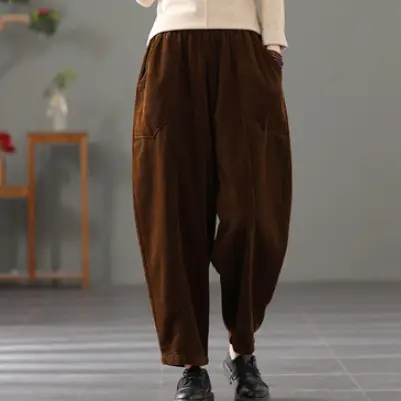 Retro Corduroy Casual Harlan Trousers Female