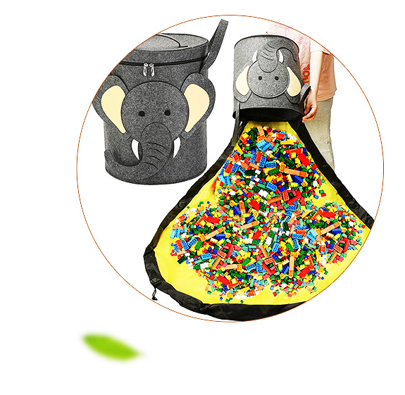 Felt Storage Bag Toy Play Mat 2 In 1 Pull Rope — foto 12