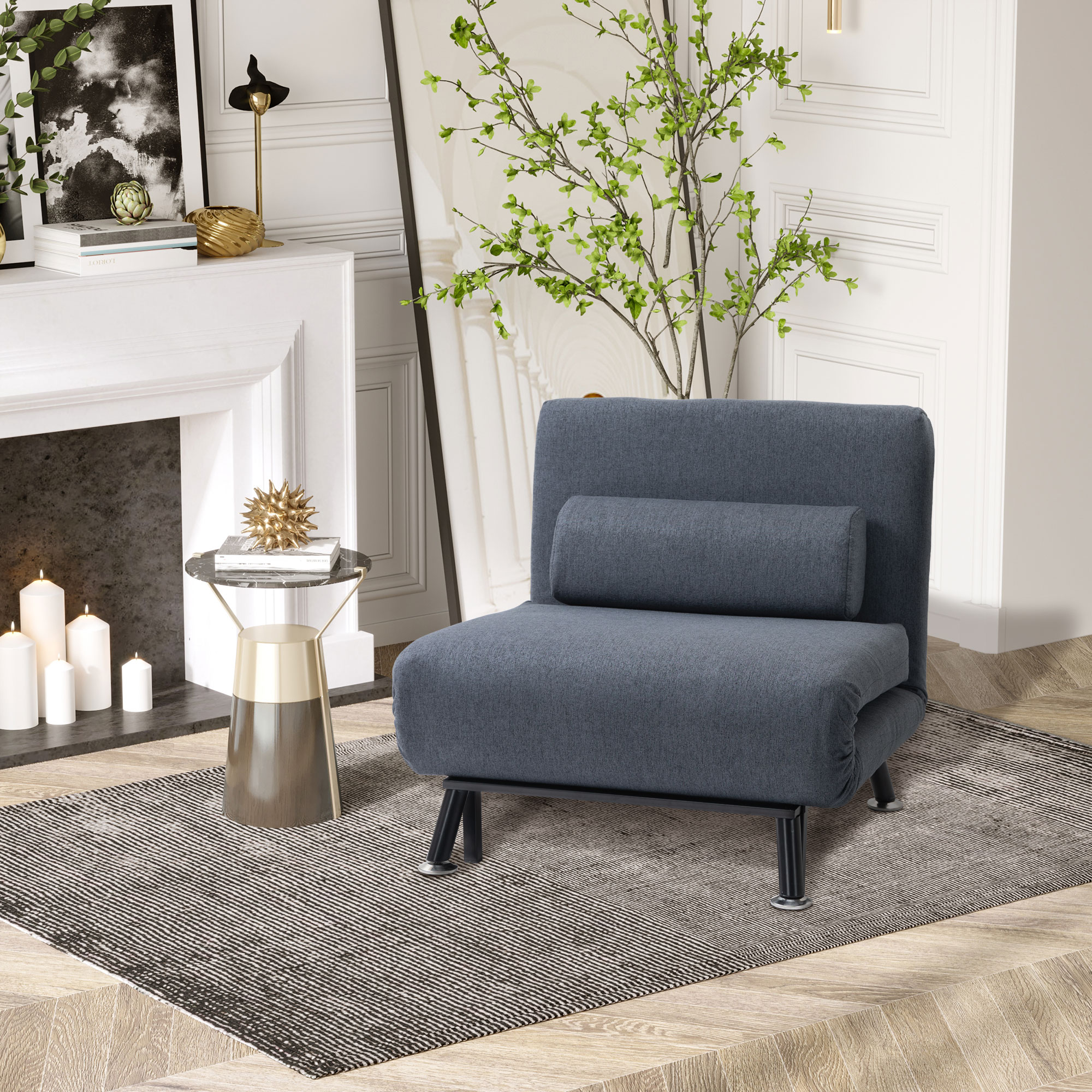 Single Sofa Bed, Linen Fabric, Three In One Convertible Five Adjustable — image 10