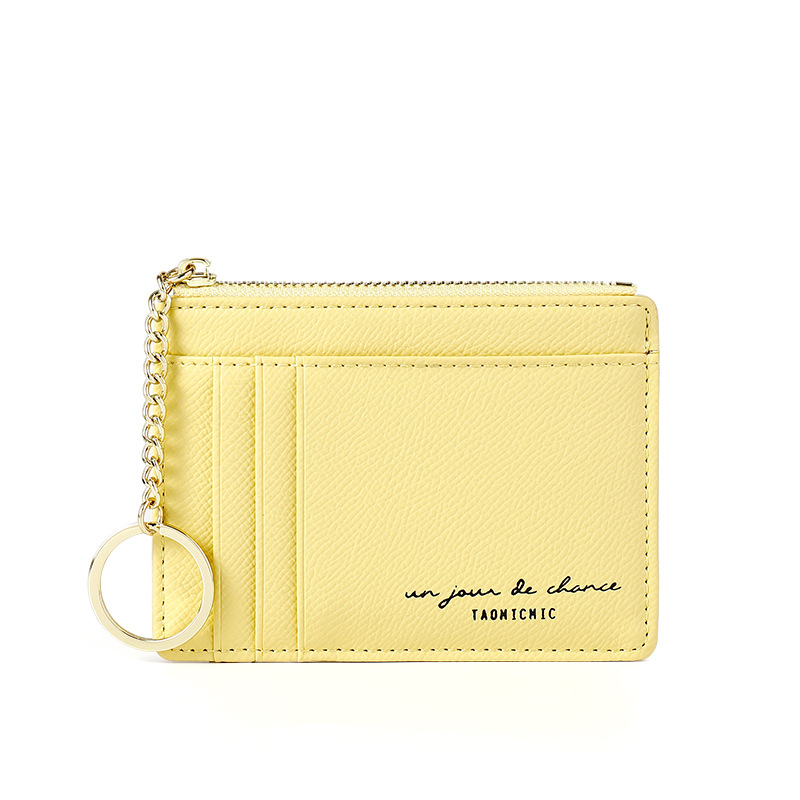 Korean Mini Keychain Small Wallet With Multiple Card Slots Yellow - Shop at LoveMi