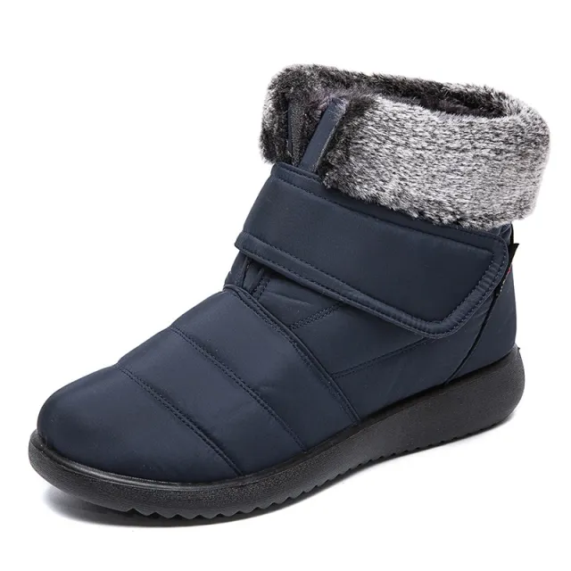 Women Snow Boots Winter Warm Plush Shoes With Velcro design Flat Ankle Boots Blue - Shop at LoveMi