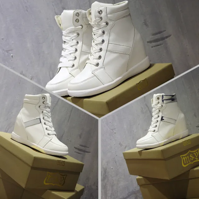 Women Slimming High Top Shoes With Velcro White - Shop at LoveMi