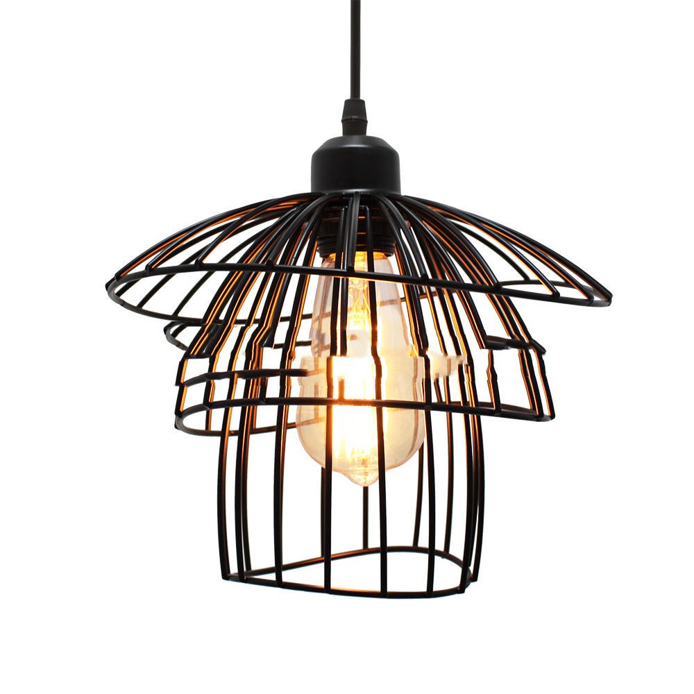 Title 2, Nordic Chandelier Retro Iron Art Straw Hat Livi...