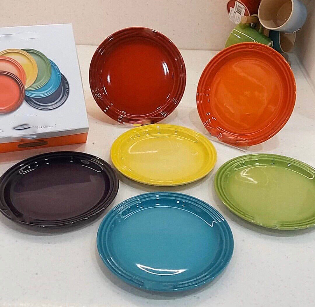 Title 7, Colorful enamel rainbow plate set ceramic plate