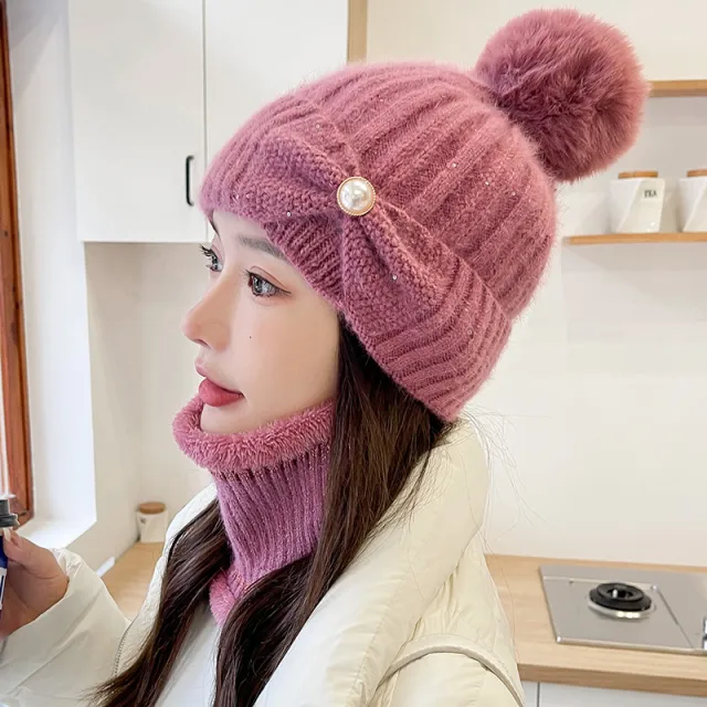 Women's Thick Warm Fleece Versatile Wool Hat Pink - Shop at LoveMi