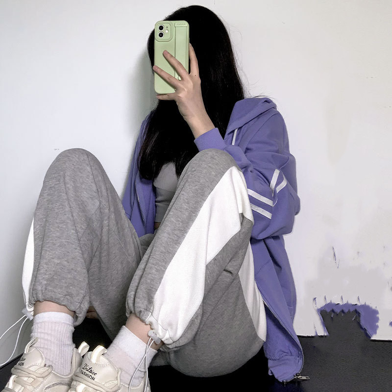 Title 5, Fall Skinny Harem Pants Wearing Gray Track Pants