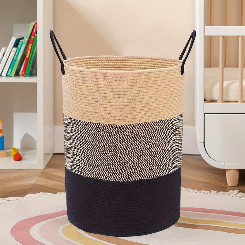 58L Cotton Rope Basket Large Blanket Woven Storage Organiser Nursery Laundry — image 9
