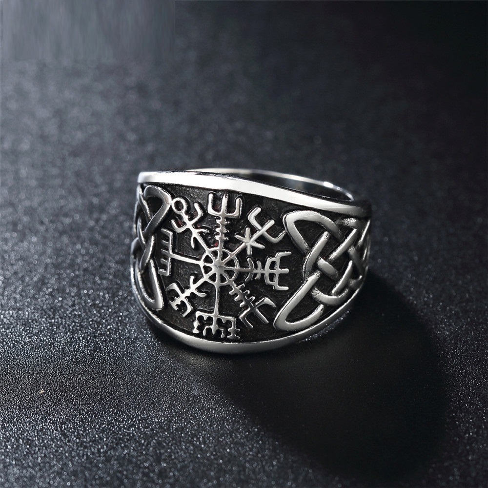 Title 3, Anillo de acero de titanio para hombre, vikingo...