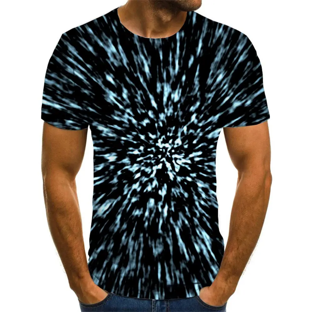 Summer men's round neck 3D digital printing short sleeved T-shirt